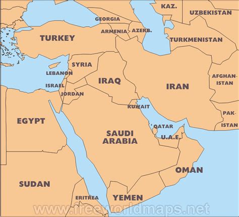 Free Printable Map Of Middle East Countries