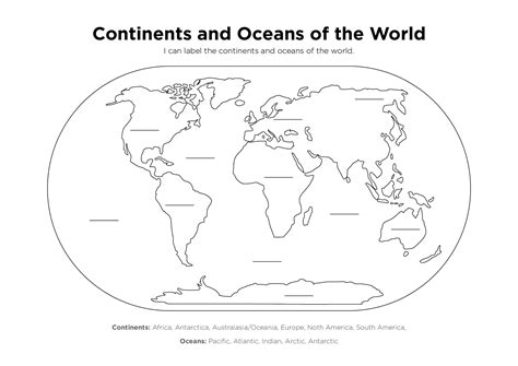 Free Printable Map Of The Continents And Oceans