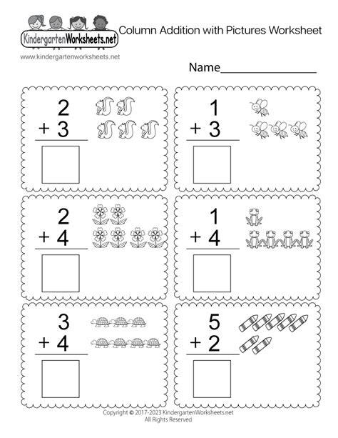 Free Printable Math Addition Worksheets For Kindergarten