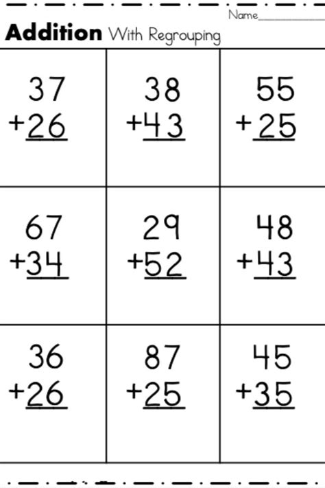 Free Printable Math Worksheets Addition With Regrouping
