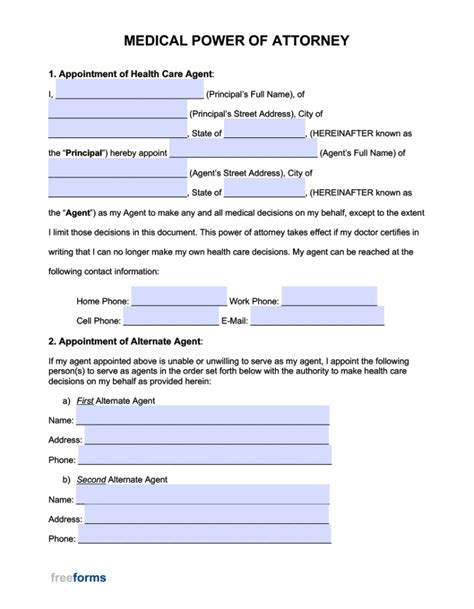 Free Printable Medical Poa Form