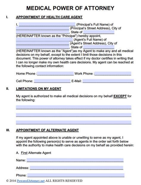 Free Printable Medical Power Of Attorney Form California