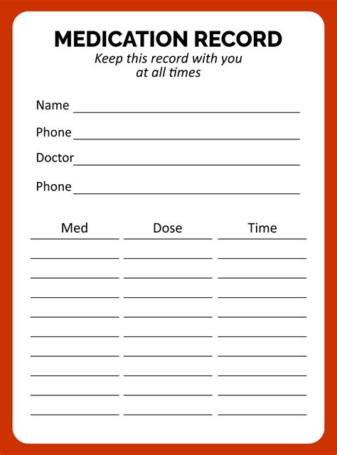 Free Printable Medication Wallet Card