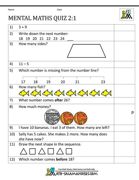 Free Printable Mental Maths Worksheets For Class 2