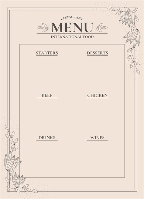 Free Printable Menu Template