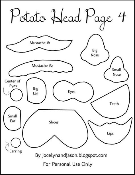 Free Printable Mr Potato Head Template
