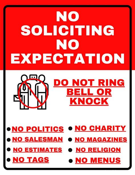 Free Printable Printable No Soliciting Sign