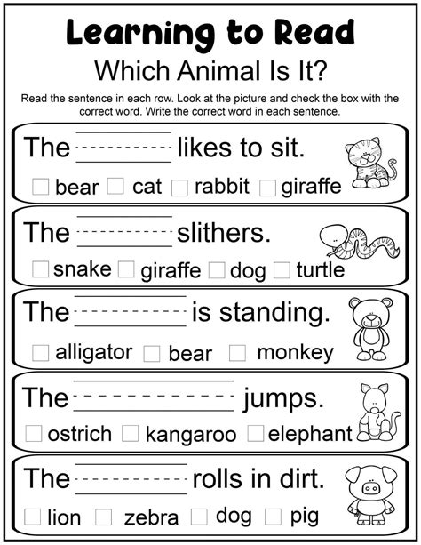 Free Printable Reading Worksheets For Kindergarten And First Grade