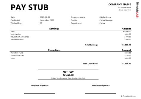 Free Printable Simple Pay Stub For Check Templates