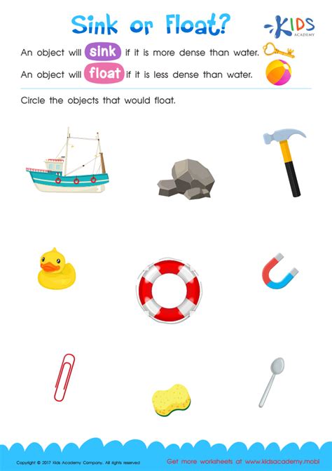 Free Printable Sink Or Float Worksheets
