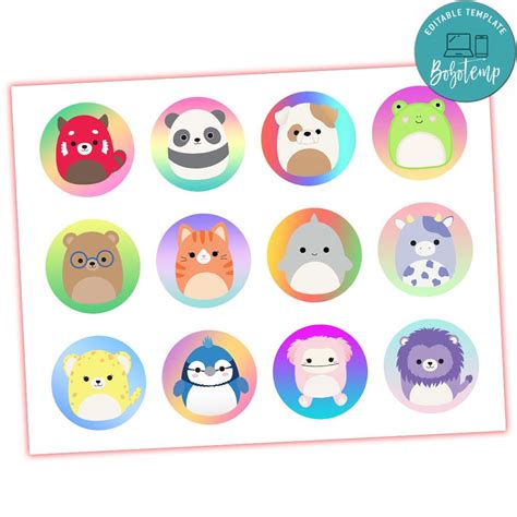 Free Printable Squishmallow Cupcake Toppers