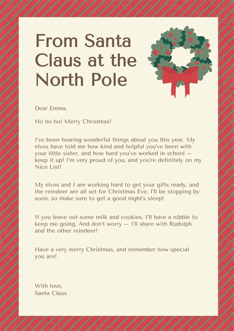 Free Printable Template For Santa Letter