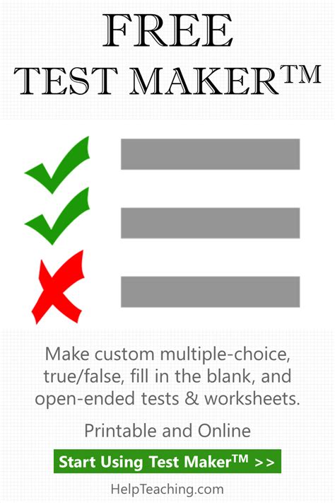 Free Printable Test Maker