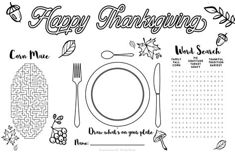 Free Printable Thanksgiving Placemat
