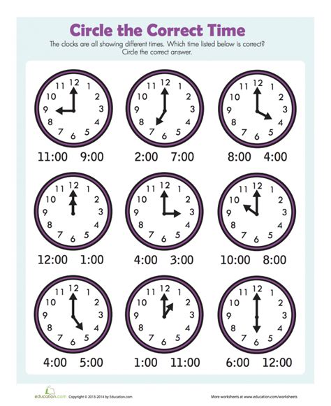 Free Printable Time Worksheets