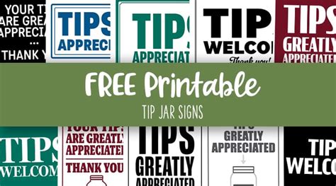 Free Printable Tip Jar Signs