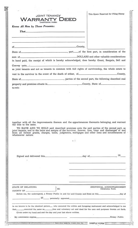 Free Printable Warranty Deed