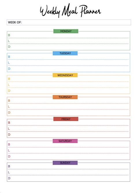 Free Printable Weekly Menu Cute Meal Planner Printable