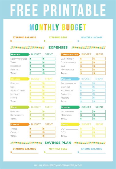 Free Printables For Budgeting