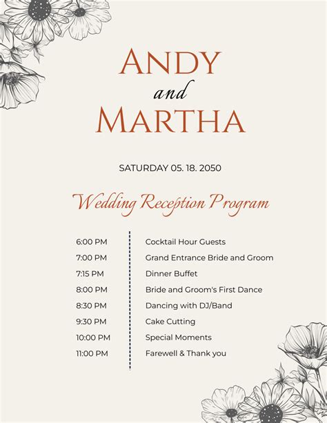 Free Program Template For Wedding