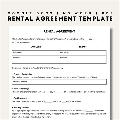 Free Rent Agreement Template