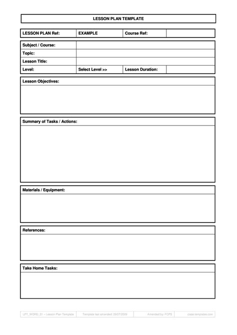 Free Sample Lesson Plan Templates