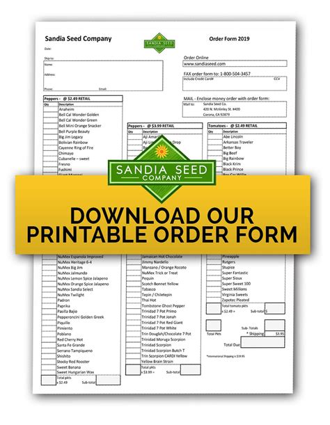 Free Seed Mail Catalog With Order Form