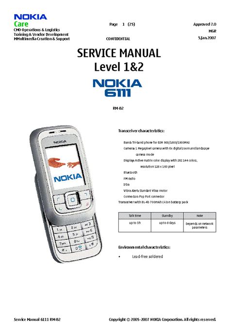 Free Service Manual 1 2 For Nokia Mobiles