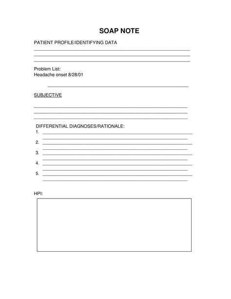 Free Soap Note Template