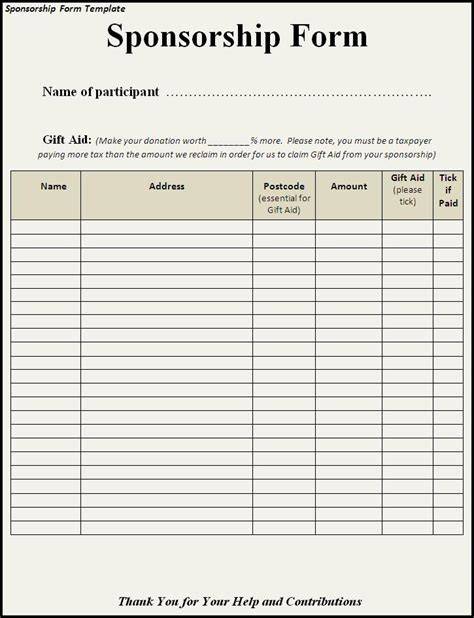Free Sponsorship Form Template Word