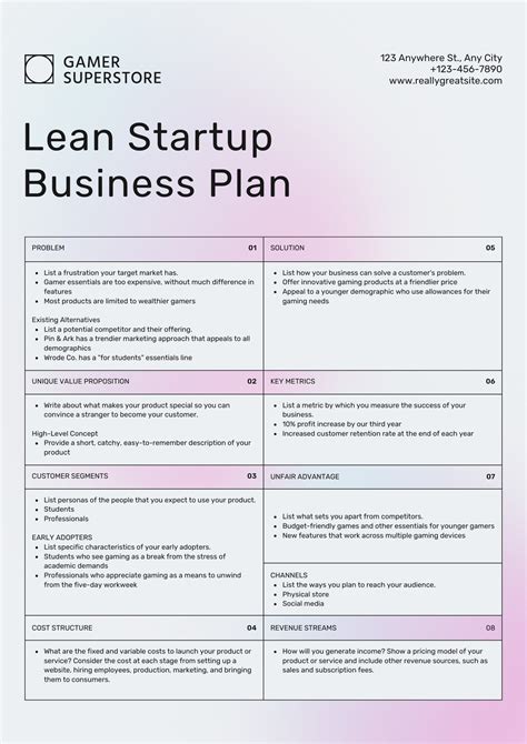 Free Startup Business Plan Template