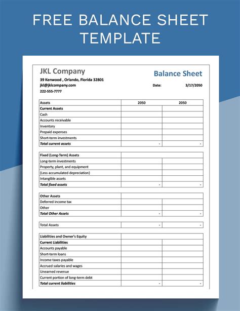 Free Template For Balance Sheet