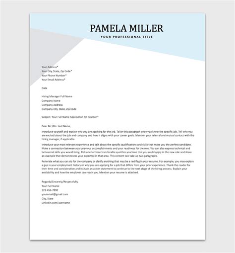 Free Templates For Cover Letter Download