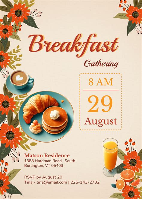 Free Templates For Invitations To Breakfast Day After Wedding