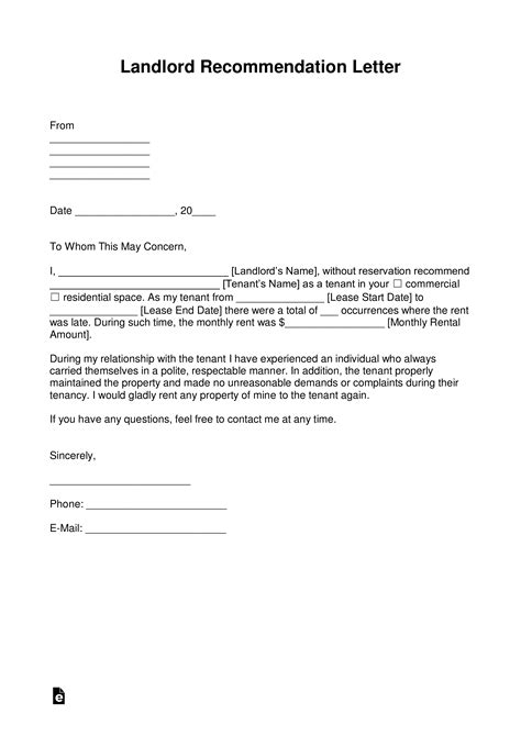 Free Tenant Reference Letter Template