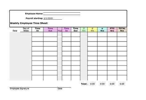 Free Time Sheet Template Excel