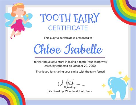 Free Tooth Fairy Certificate Template