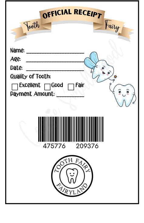 Free Tooth Fairy Receipt Printable