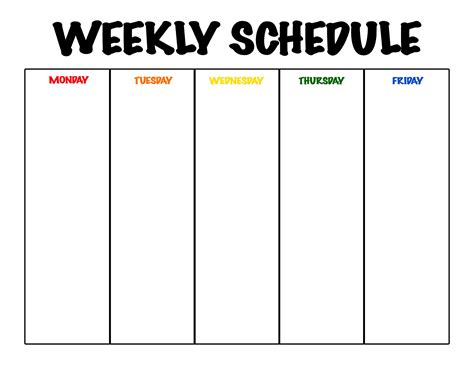 Free Weekly Planner Template Monday To Friday Schedule Printable
