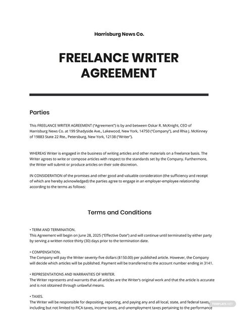 Freelance Copywriter Contract Template