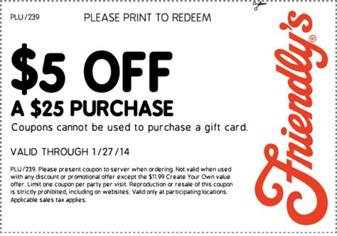 Friendlys 5 Off 25 Coupon Printable Free