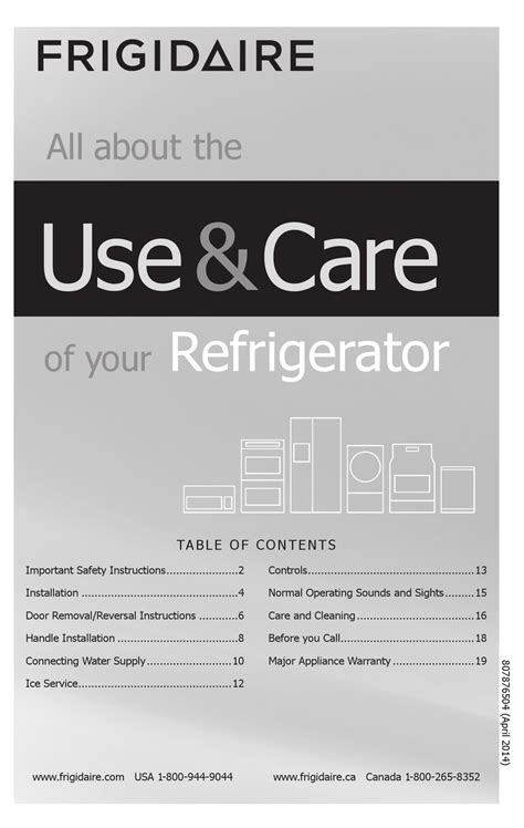 Frigidaire Refrigerator Owners Manual