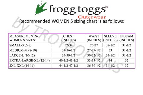 Frogg Toggs Wader Size Chart