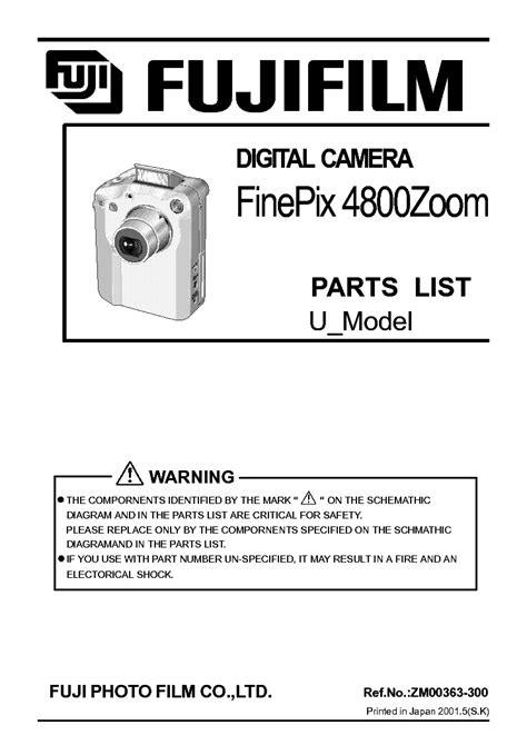 Fuji Finepix 4800 Zoom Digital Camera Service Manual