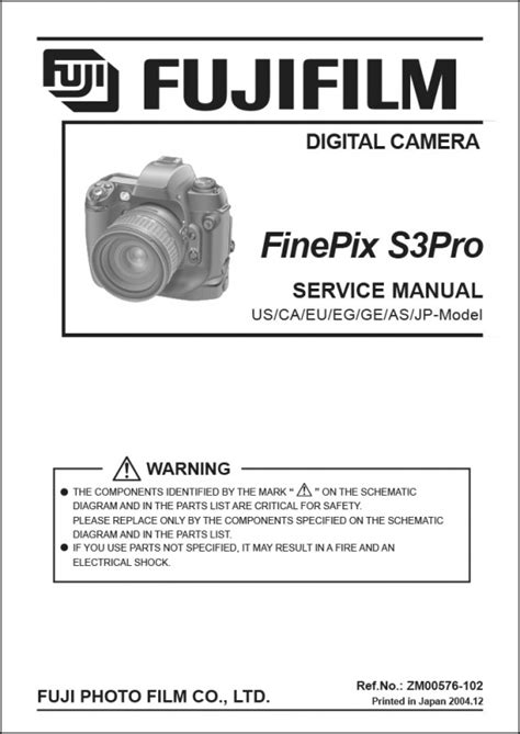 Fujifilm Finepix S3 Pro Service Repair Manual Download