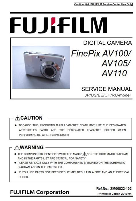 Fujifilm Fuji Finepix Av100 Av105 Av110 Service Manual Repair Guide