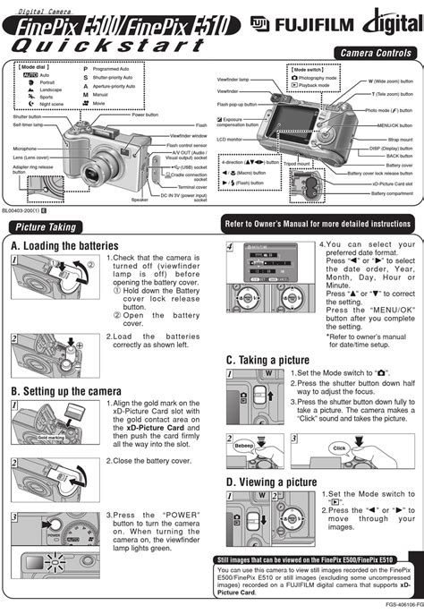 Fujifilm Fuji Finepix E500 Service Manual Repair Guide