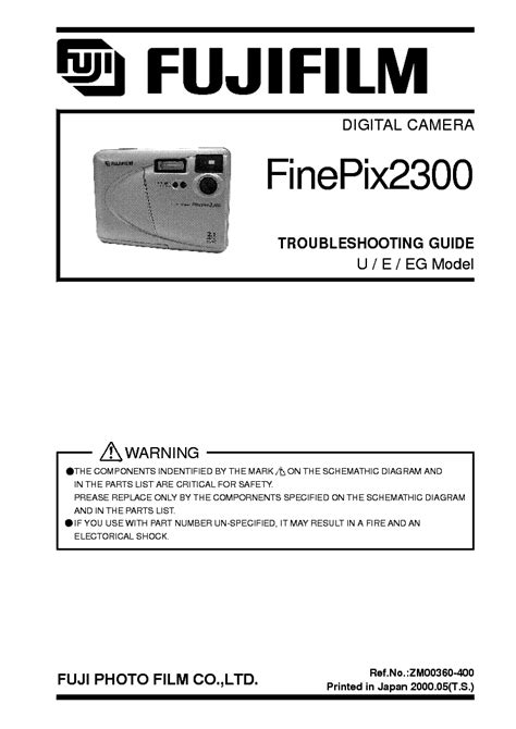 Fujifilm Fuji Finepix J10 Service Manual Repair Guide
