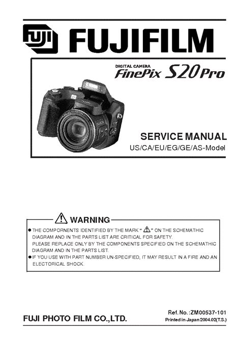 Fujifilm Fuji Finepix S20 Pro Service Manual Repair Guide