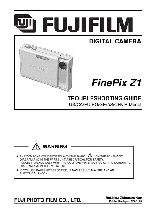 Fujifilm Fuji Finepix Z1 Service Manual Repair Guide